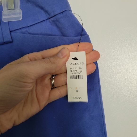 NWT Women's Talbots Blue 7" Chino Shorts Side Buttons Size 8 Cotton - Picture 4 of 8